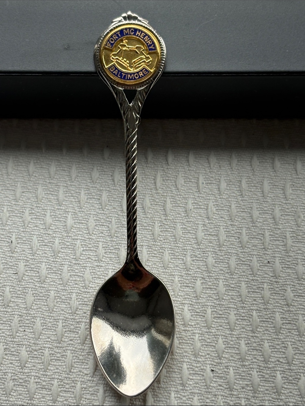 Fort McHenry Baltimore Silver-Tone Collectible Spoon - Blue and Gold Accent